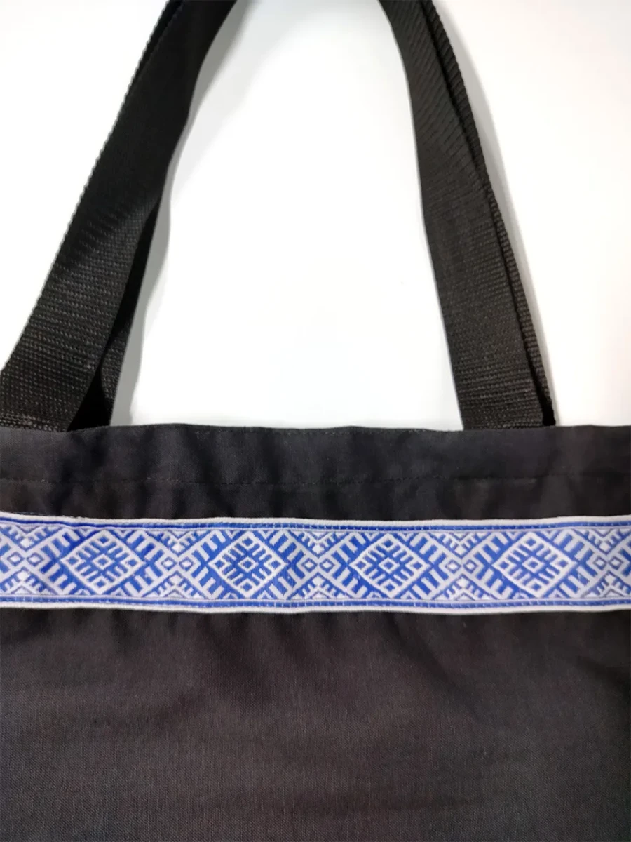 Сумка-шоппер черная с тесьмой Сумка-шоппер черная с тесьмой