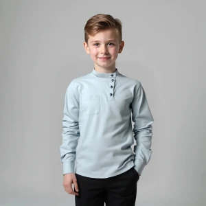 Косоворотка детская «Жемчужная с синими пуговицами»