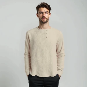 Рубашка-косоворотка из муслина бежевая