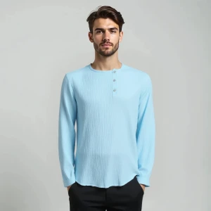 Рубашка-косоворотка из муслина голубая